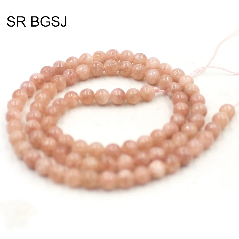 Free Shipping 4mm Round Stones Sun Stone Jewelry Accessories Spacer Bail Beads Strand 15&quot|Бусины| |