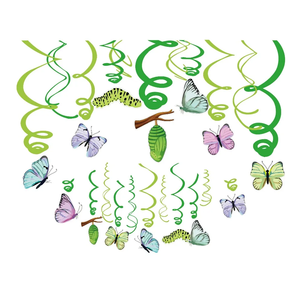 

Baby Shower Party Favors Spring Theme Butterfly Hanging Swirls Wall Ceiling PVC Spiral Kids Birthday Party Decoration Supplies