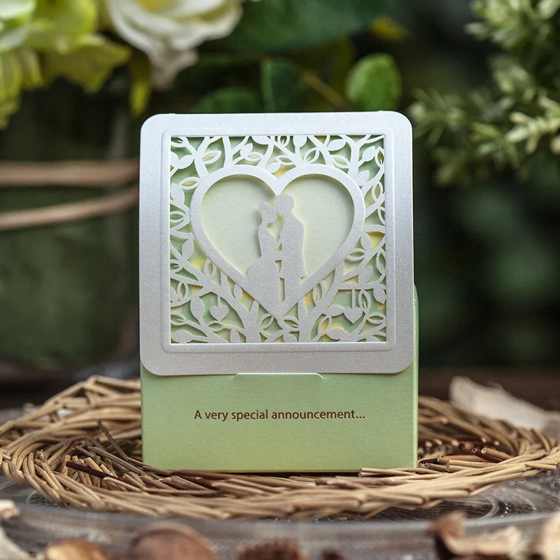 Зеленый цвет Свадебный держатель кубовидной карты Бумага пользу Коробки|boxed baby