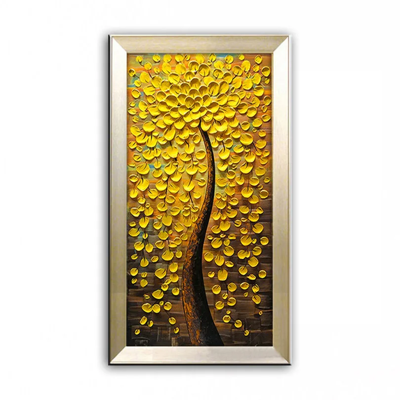 Oil Painting Decor Money tree Art handmade Modern Canvas on Palette knife Tree 3D Flowers Paintings Home living room 2018011111 | Дом и сад