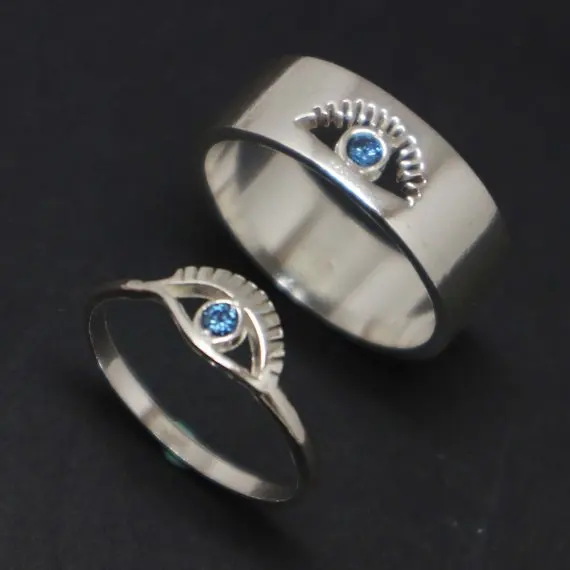 Evil Eye обещание кольцо для пары глаз ювелирные изделия свадьбы соответствующие