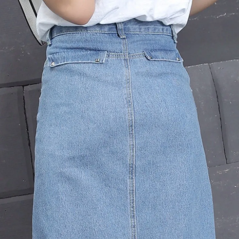 PLAMTEE высокая Талия Джинсовая юбка Для женщин посылка бедра линии Saia джинсы Feminino