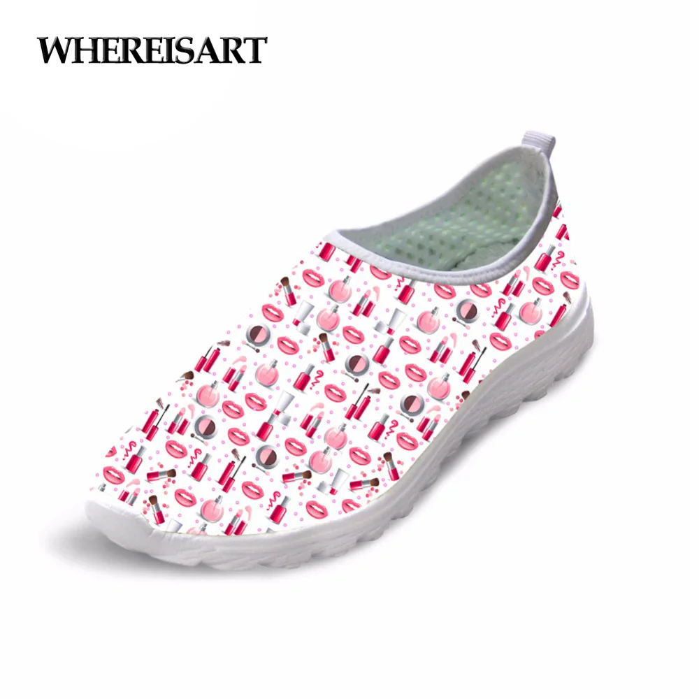 Фото WHEREISART/весенние женские кроссовки из сетчатого материала дышащая обувь с принтом