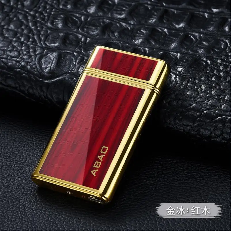 Новинка, двойная дуговая зажигательная зажигалка, usb зарядка, импульсная зажигалка, ультратонкая металлическая ветрозащитная электронная зажигалка