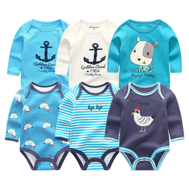 Baby Bodysuits6113 6 шт детская одежда боди с единорогами 0-12 M Roupas de малыш Bebe одежда полосатый комбинированный купальник хлопоковый для новорожденных малышей Одежда для девочек - Цвет: Baby Bodysuits6113