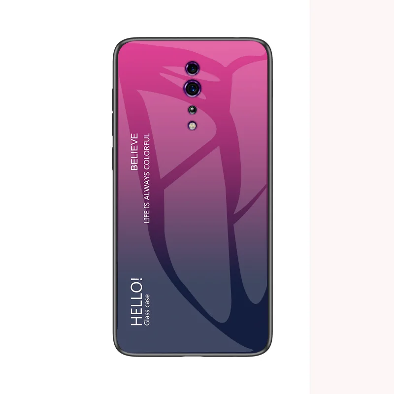 Для OPPO Reno Z чехол градиентный закаленное стекло мягкий силиконовый бампер задняя
