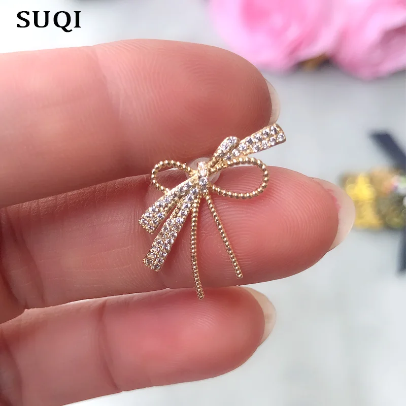 Серьги-швензы SUQI Fashion с элементом из золота AAA Zircon для женщин, украшение девушки для вечеринки, ювелирные изделия, не содержащие вредных веществ.
