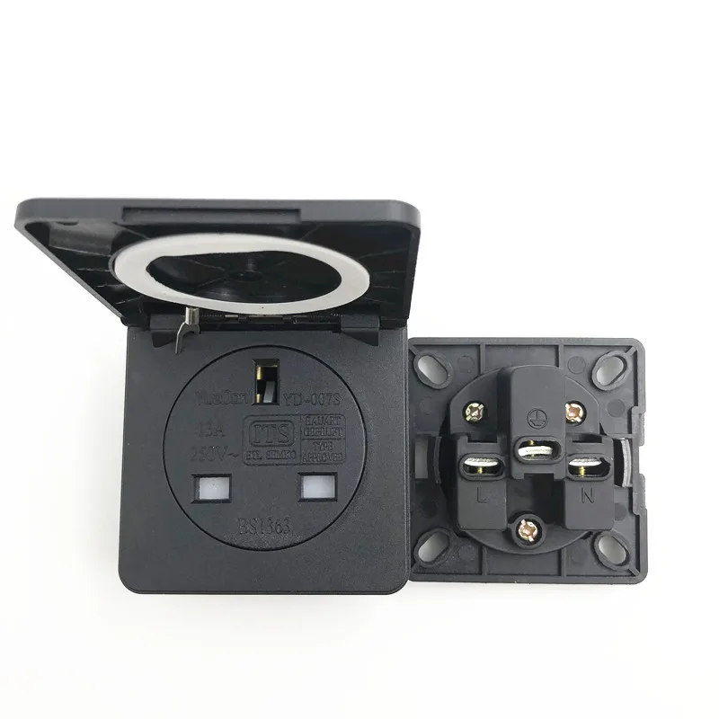 Британская промышленная безопасная розетка 13A 250V IP44 сертификация CE черная синяя