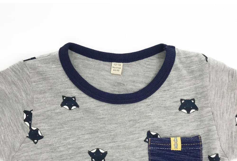 Cotton short-sleeved wolf T- shirt +shorts suit Baby boy clothes set summer clothing | Детская одежда и обувь