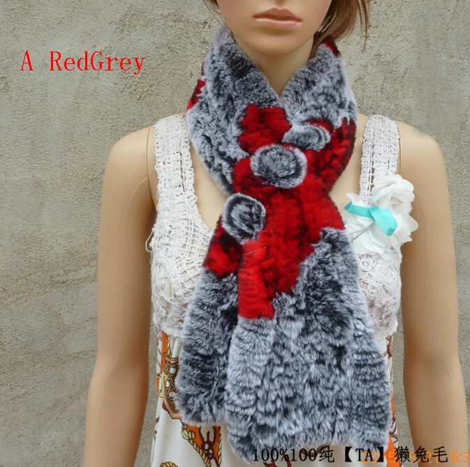 Женский шарф из меха кролика Рекс зимний теплый натурального с цветами TFP576 2019|rabbit