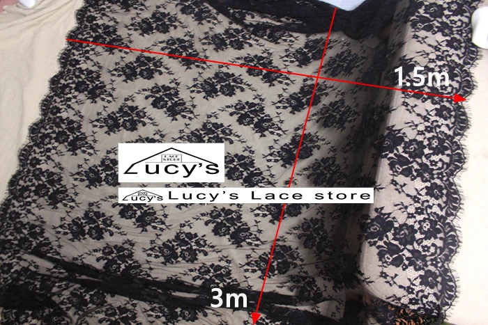 Lucy Lace Boutique 150x300 см/шт. Хорошее качество свадебное платье кружевная ткань с белыми и черными цветами ресницы кружева шантильи