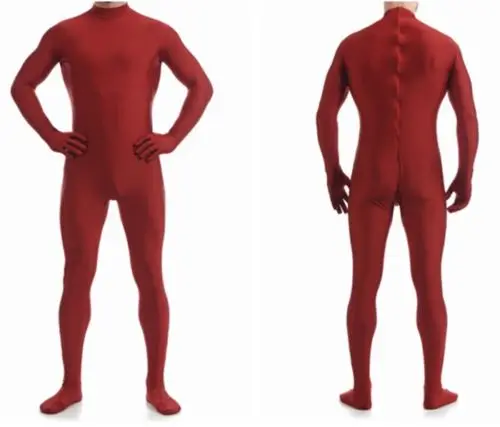 Оригинальный темно красный бордовый костюм Zentai без головы нарядное платье из