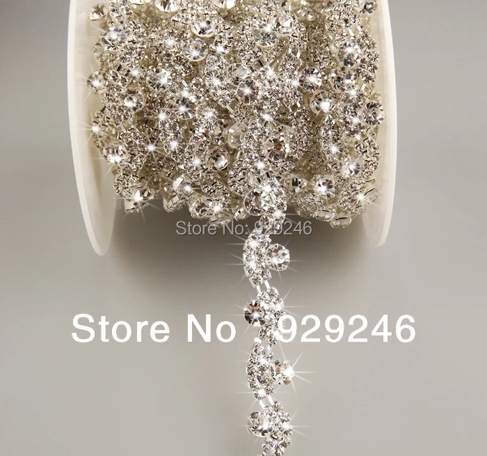 

90 cm/pack 1,2 см Серебряный AB прозрачные хрустальные стразы цепи золотой отделкой пришить S Форма для невесты нарядное платье шляпа Вышивание ук...