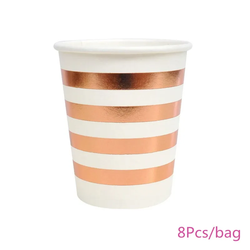 E Chicinlife 8 шт./пакет Rosegold полосатый ведро для попкорна День рождения Baby Shower Дети сувениры мешки для конфет, Свадебный Поставки декораций - Цвет: E