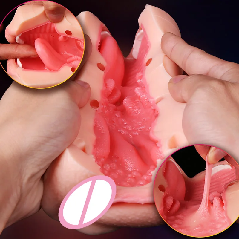 3D Глубокая глотка оральный язык зубы искусственная вагина мужские мастурбаторы