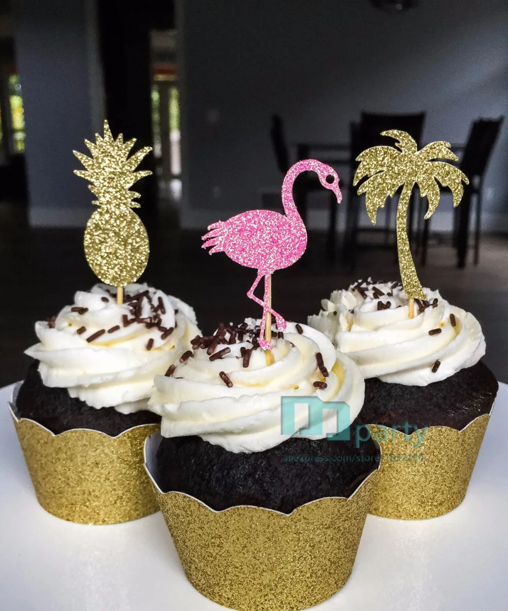 Топпер для ананасов и капкейков тропическая тема декор люу свадебный душ топпер