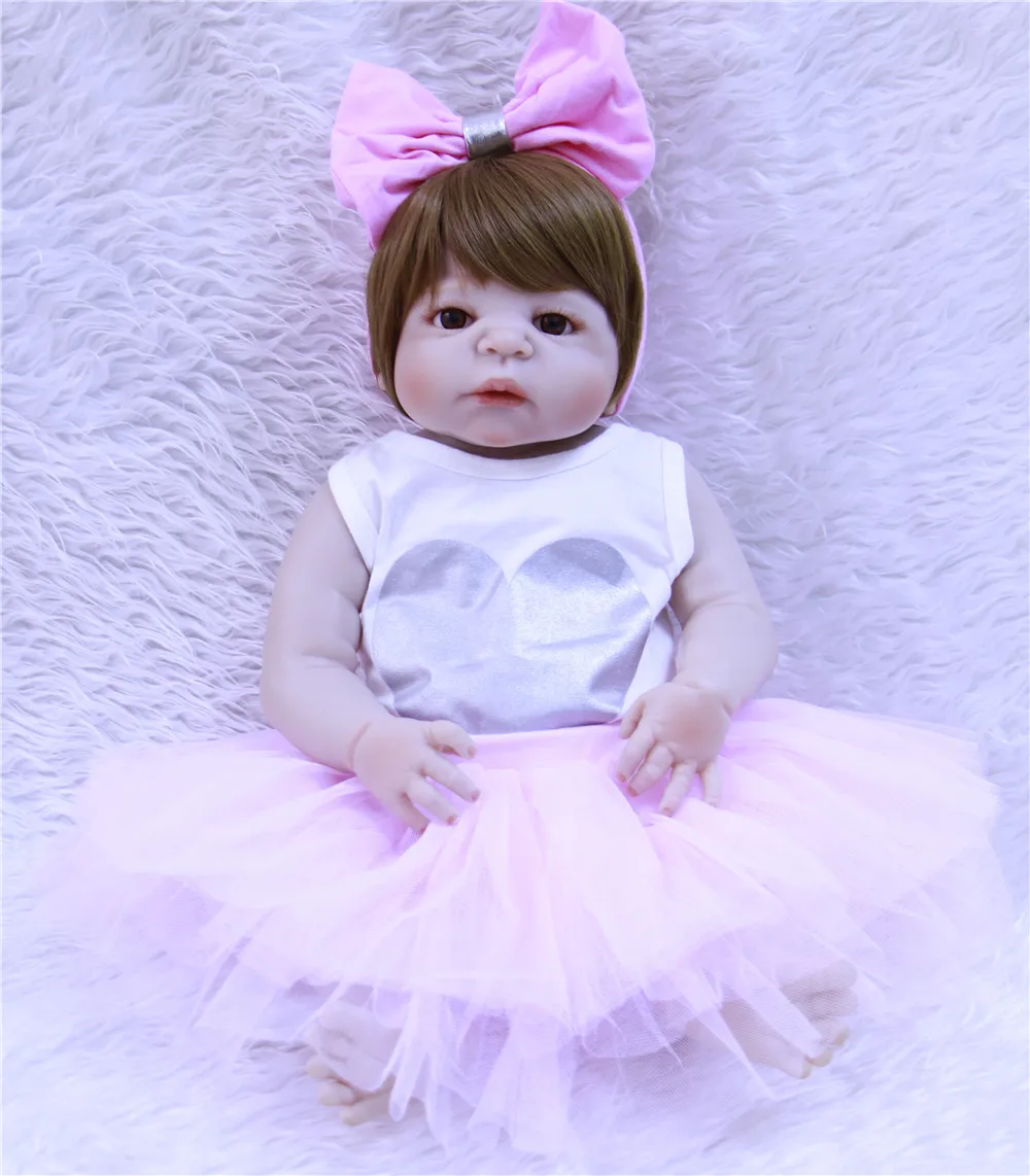 

Latest new 55cm/22inch full Silicone Reborn Boneca Realista Fashion Baby Dolls For Princess Children Birthday Gift Bebes Reborn