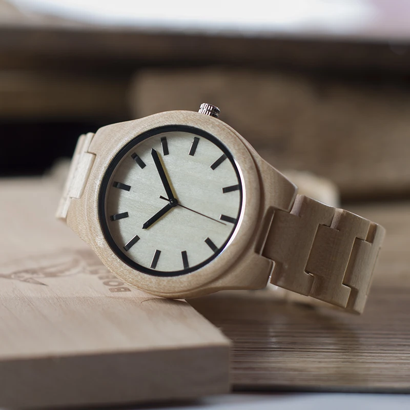 Часы BOBO BIRD Wood для мужчин кварцевые наручные часы с белым кленовым циферблатом Miyota