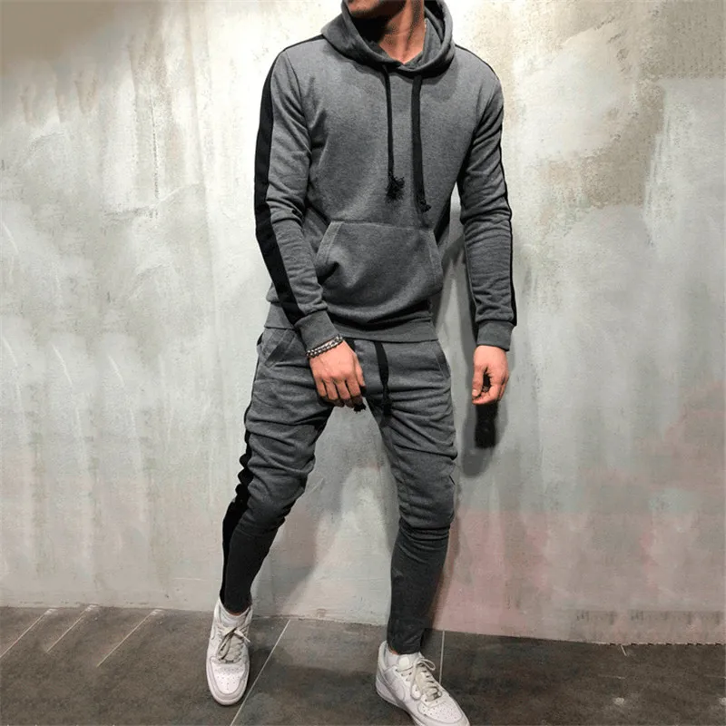 

5 Colors Men Tracksuit Set Streetwear Long Sleeved Hoodies And Trousers Sweatshirt Hood Sweatsuit Pants Track Suit White Black