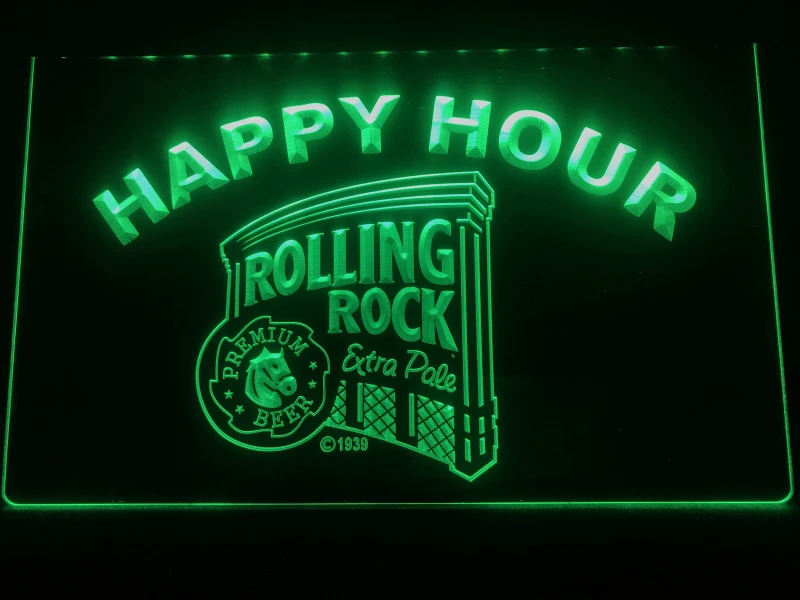 607 Rolling Rock пиво Счастливый час бар со светодиодным неоновым световым знаком | Дом и