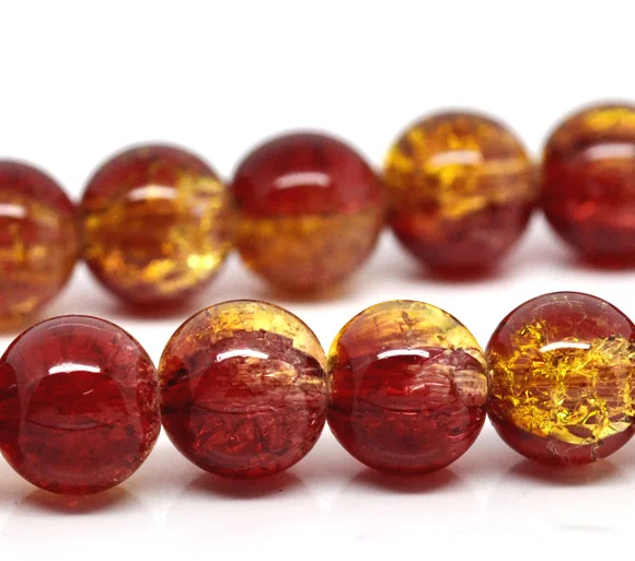 DoreenBeads 2 нити красные и желтые хрустальные бусины 10 мм 80 см(B12250