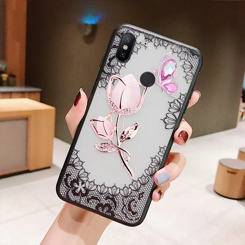 3D кружевное платье с цветочным рисунком Чехол Для Сяо mi PocoPhone 8 6X A1 A2 lite 5X красный