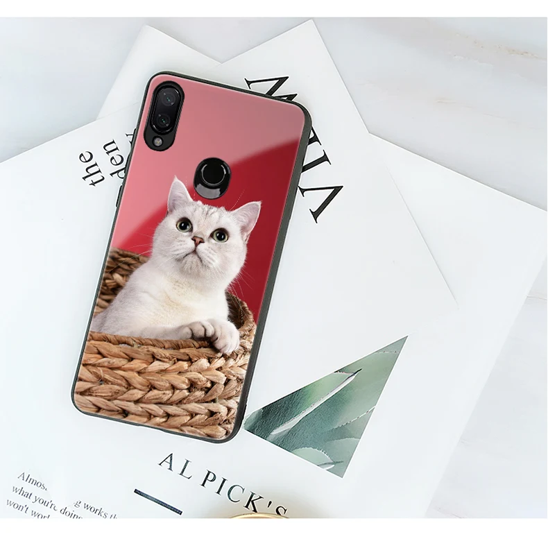 Красный mi Note 7 Pro чехол Mofi для Xiao mi Red mi Note 7 Чехол Pro стеклянный Жесткий Чехол для Xiaomi mi A2 6X mi 8 Lite mi 9 чехол милый кот собака