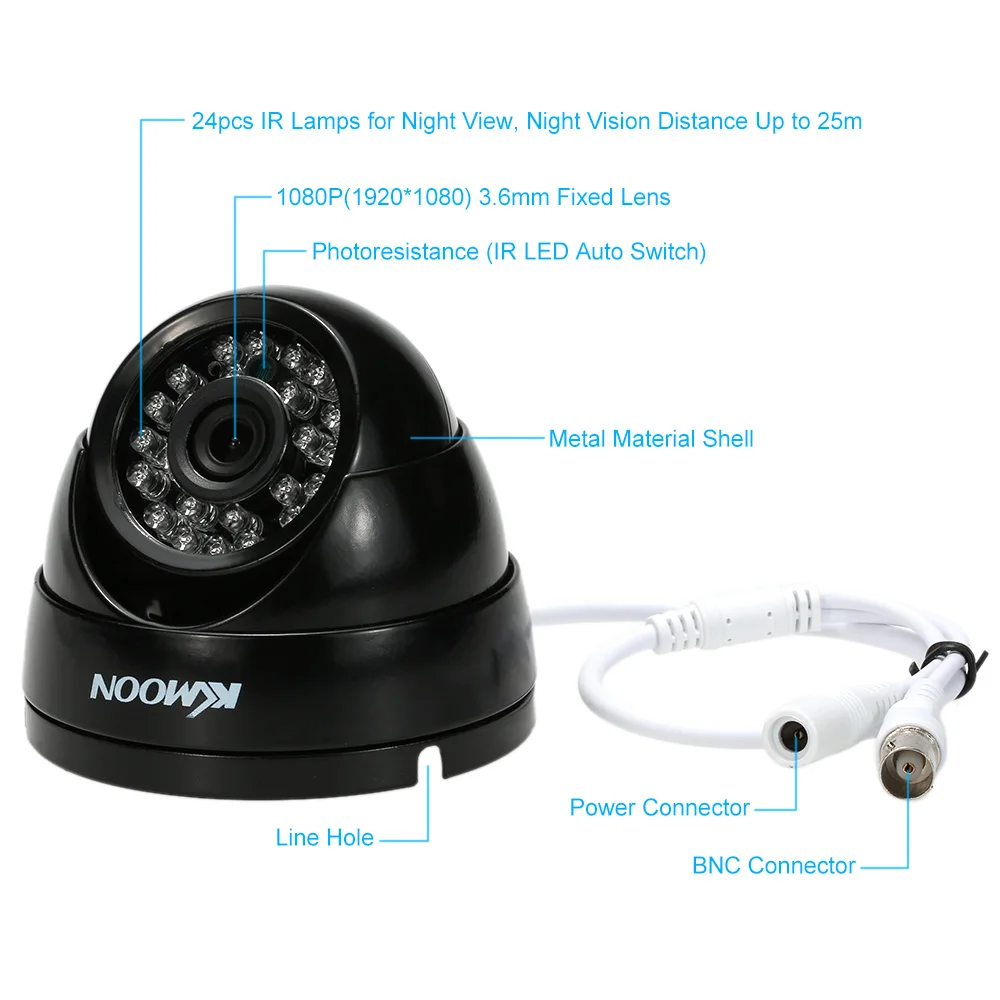 KKmoon 1080P 2.0MP AHD купольная камера наблюдения 24 ИК лампы ночного видения IR-CUT