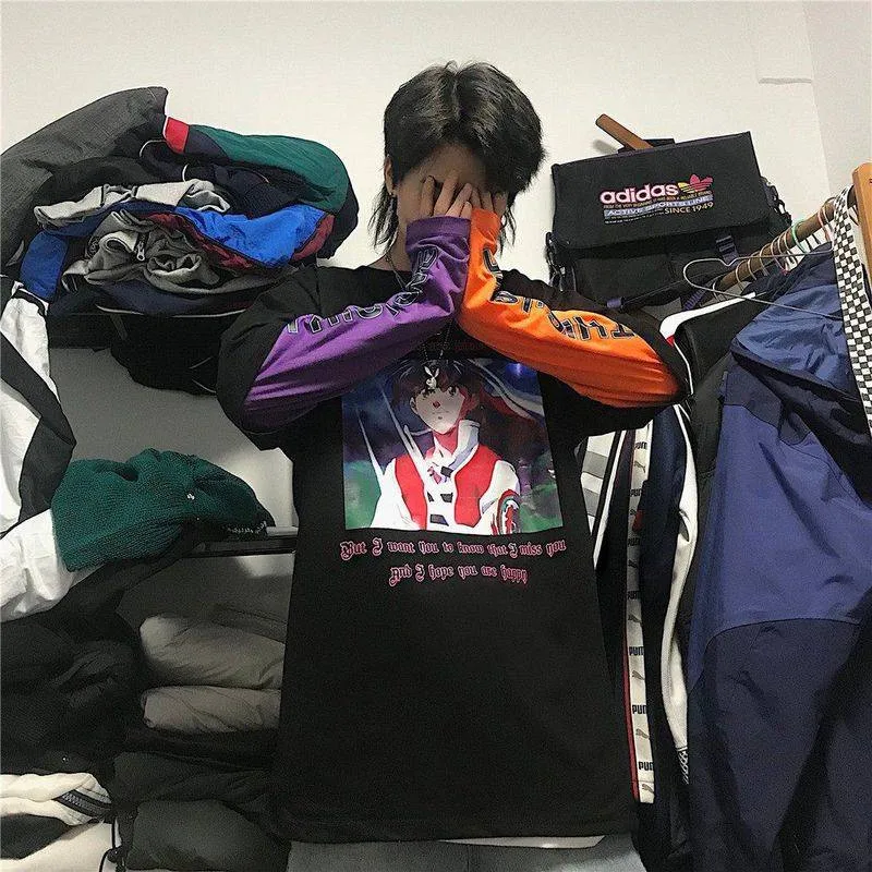 Футболка мужская с мультяшным принтом стильная тенниска в стиле хип хоп