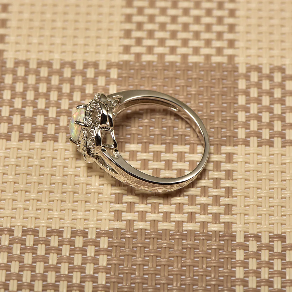 Weinuo White Fire Opal Crystal Ring 925 Sterling Silver Top Quality Fancy Jewelry Wedding Size 5 6 7 8 9 10 A379 | Украшения и