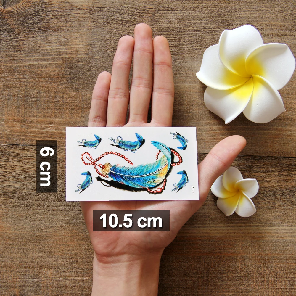 

Waterproof Temporary Tattoo Sticker On Body Art 3D Color Feather Women Tattoo Water Transfer Fake Tattoo Flash Tattoo For Girl