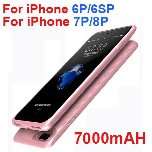 Rosy 6 6s 7 8 Plus Чехол для аккумулятора 5000 мАч/7000 мАч для iPhone 6 6 s plus, Дополнительный внешний аккумулятор, чехол для зарядного устройства для iPhone 6 6s 7 8 Plus, чехол для зарядного устройства - Цвет: Rosy 6 6s 7 8 Plus