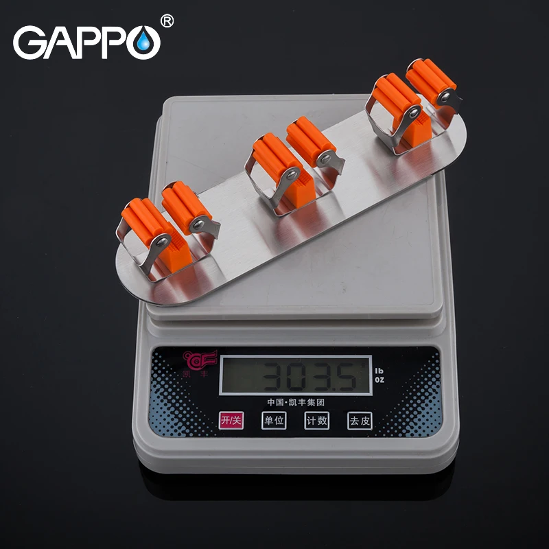 

GAPPO Robe Hooks Mop Holder Stainless steel Organizer Holder Brush Broom Hanger Storage Mounted Mop Kitchen Bathroom Mop
