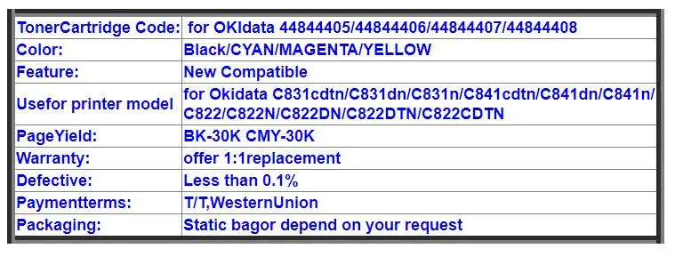 Барабанный чип для OKI DATA 44844405/44844406/44844407/44844408/C831cdtn/C831dn/C831n/C841cdtn/C841dn/C841n/C822/C822N/C822DN/C822DTN