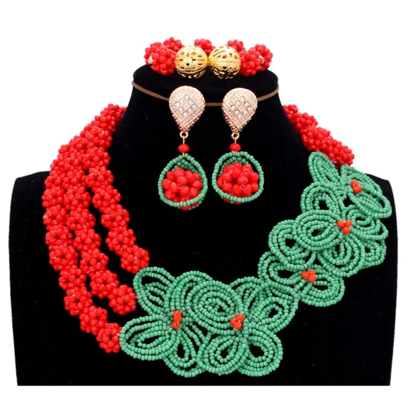 4 UJewelry Африканский бисер комплект ювелирных изделий серьги браслет и ожерелье