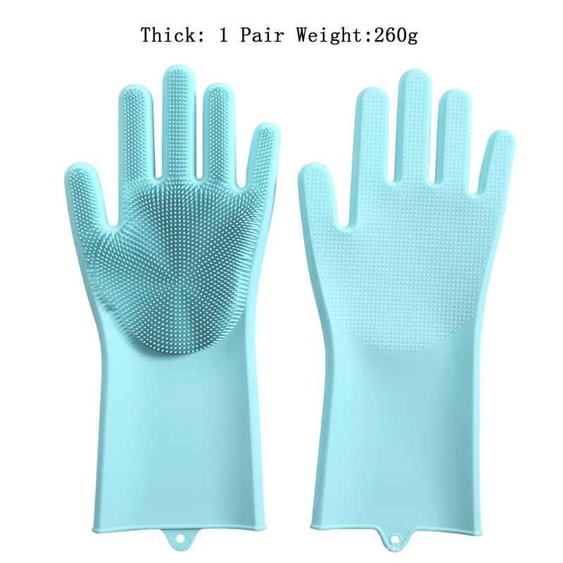 sky blue thick Силиконовые чистящие перчатки для мытья посуды кухонное рабочее блюдо моющиеся перчатки пылевые термостойкие перчатки для автомобиля или собаки JYST01 - Цвет: sky blue thick