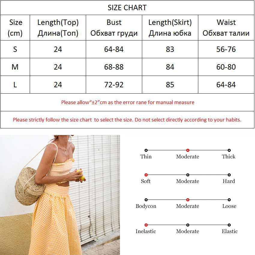 OOTN летние женский комплект 2 шт. оранжевый плед Ruched укороченный топ и юбка