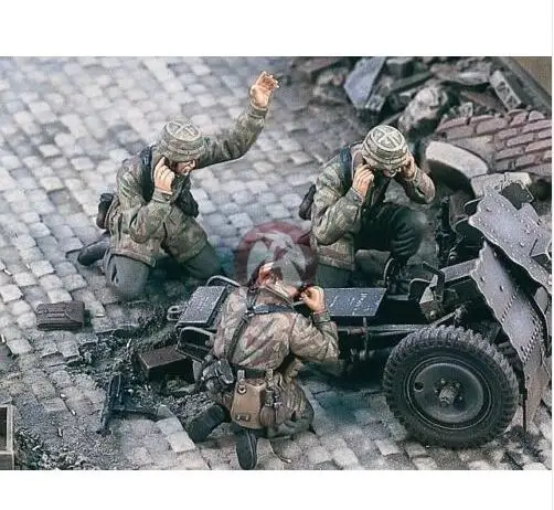 В разобранном виде 1/35 десантник(3 фигурки) в комплект не входит Ступка из смолы DIY игрушки Неокрашенная модель из смолы