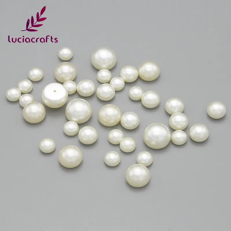 Lucia crafts 8 мм/10 мм/12 мм/14 мм цвет слоновой кости полукруглые бусины с плоской задней стороной имитация жемчуга DIY одежда аксессуары для дизайна ногтей E1201