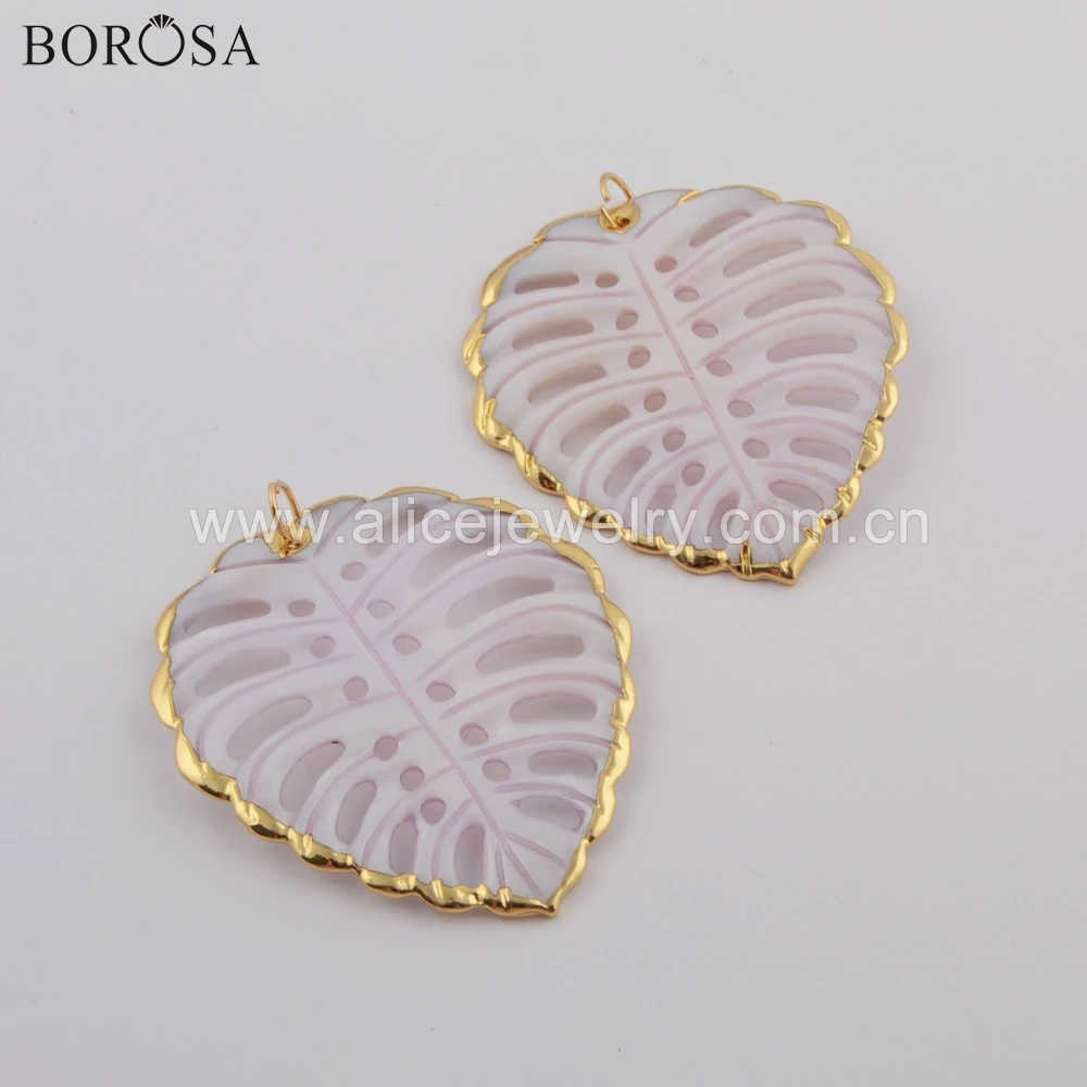 

Подвеска из белой ракушки BOROSA, гальванизированная, в форме полых листьев, для изготовления ожерелья, G1745, 5/10 шт.