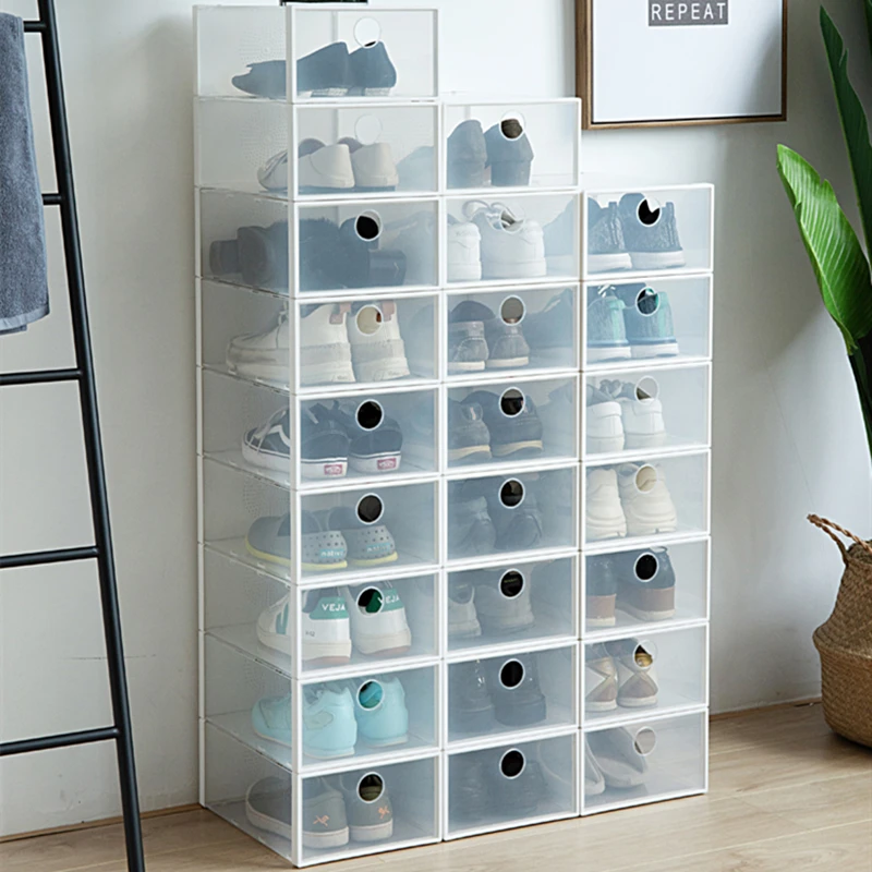 Пластиковая коробка для обуви с раскладушкой прозрачная хранения ящиков