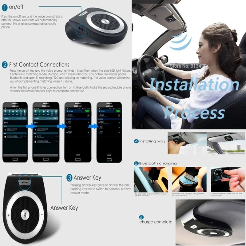 Стерео Бас Беспроводной Bluetooth автомобильный набор свободные руки Динамик