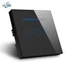 Светодиодный диммер европейского стандарта, новый дизайн, стеклянная панель, сенсорный светильник, Настенные переключатели, 1 банда, 1 способ, светодиодный светильник s