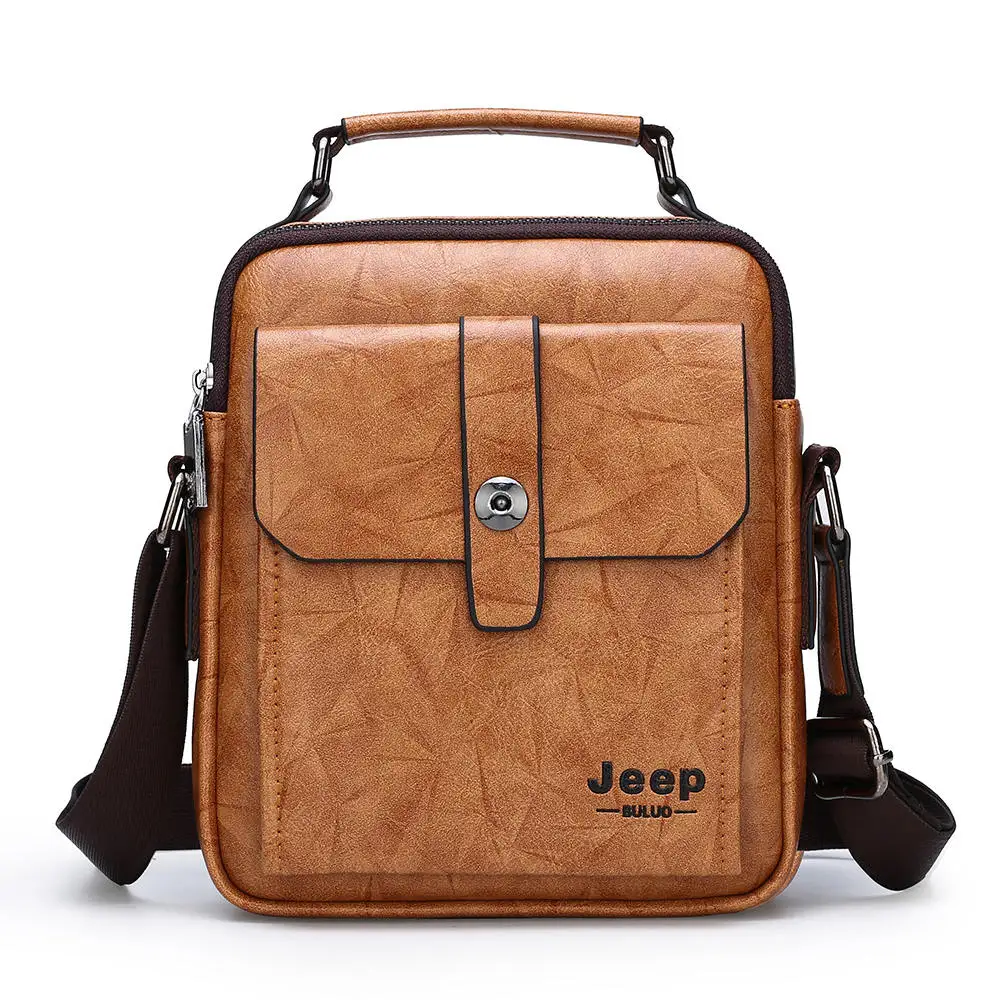 519-2-Orange Мужская модная сумка из спилка jeep buluo, оранжевая сумка для документов, заплечная сумка для путешествий, дорожная сумка на плечевом ремне, все сезоны - Цвет: 519-2-Orange