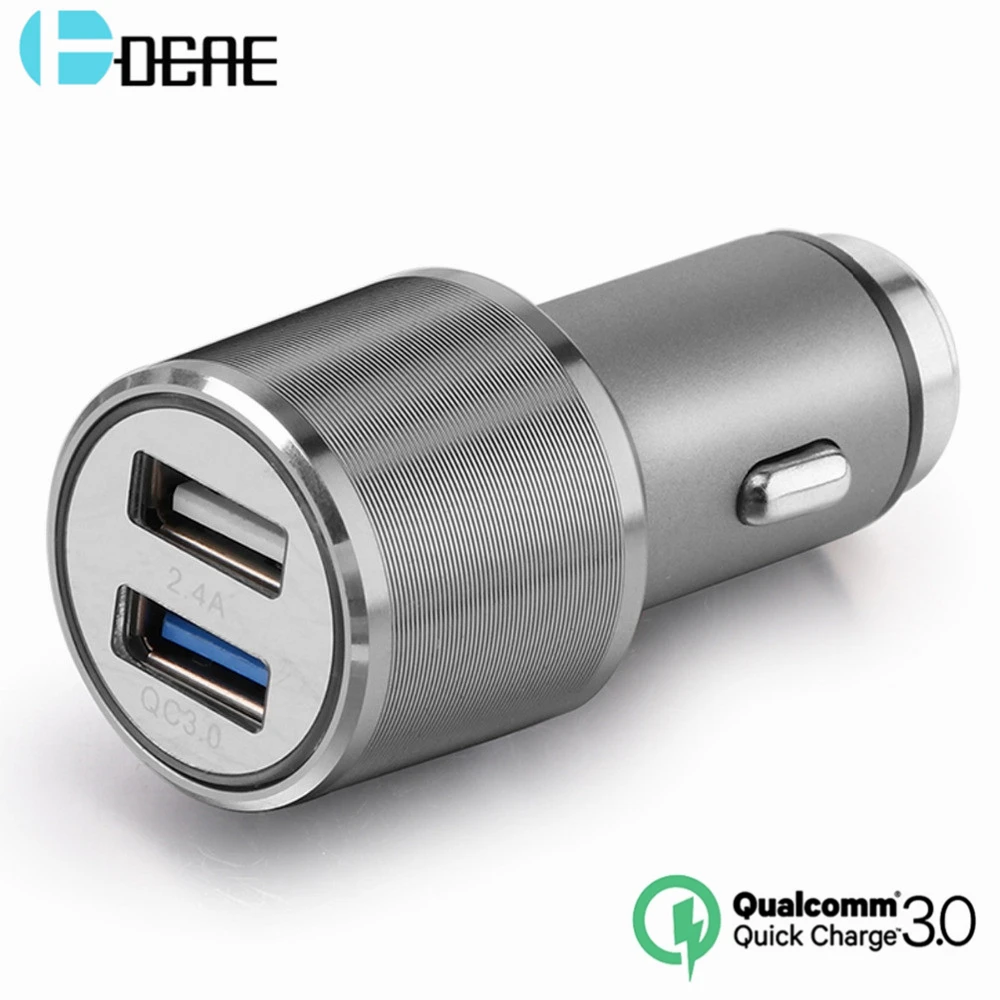 DCAE USB Автомобильное зарядное устройство Quick Charge 3 0 2-портовое алюминиевое