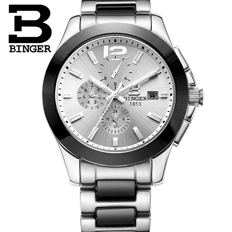 Роскошные фирменные многофункциональные швейцарские наручные часы BINGER