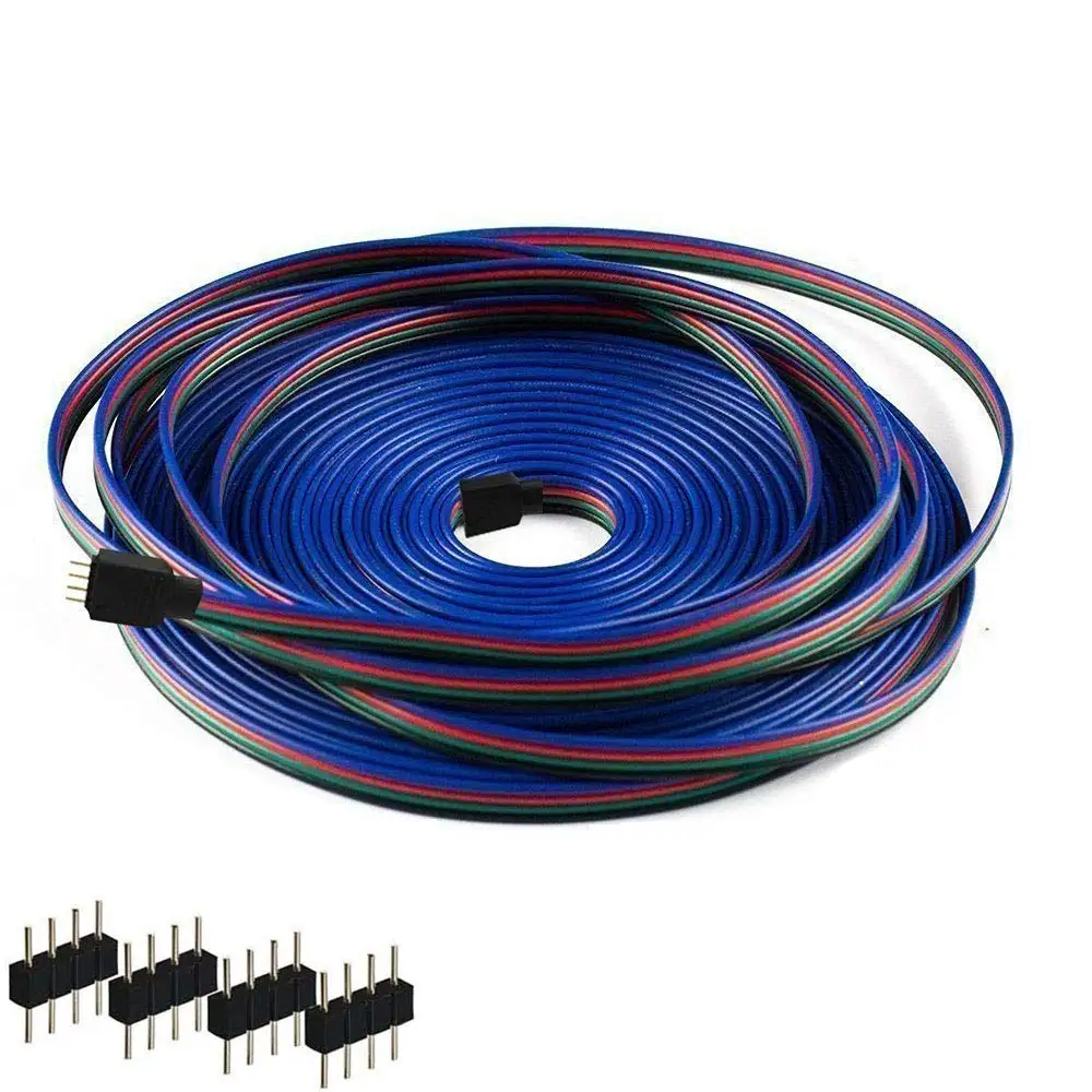 Удлинительный RGB кабель 5/10/20/100 м 4 контакта 12 в пост. Тока 22AWG для светодиодных лент