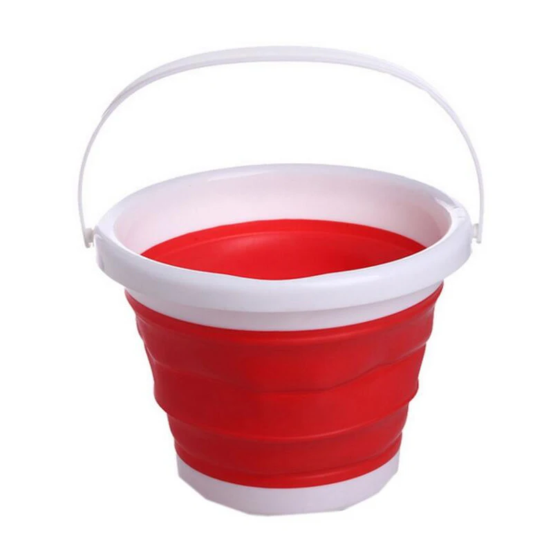 10л Силиконовое складное ведро баррель для пляжа мойки автомобилей красное и