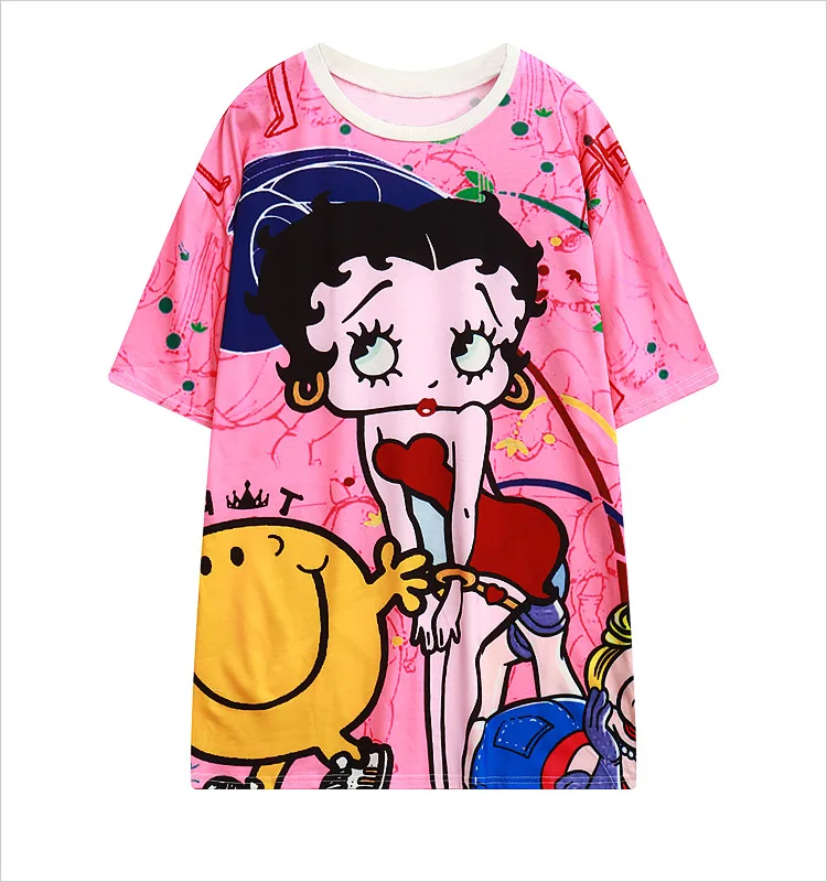 Western cartoon princess print women summer tees fashion girls long t-shirts casual ladies tops wholesale free ship | Женская одежда