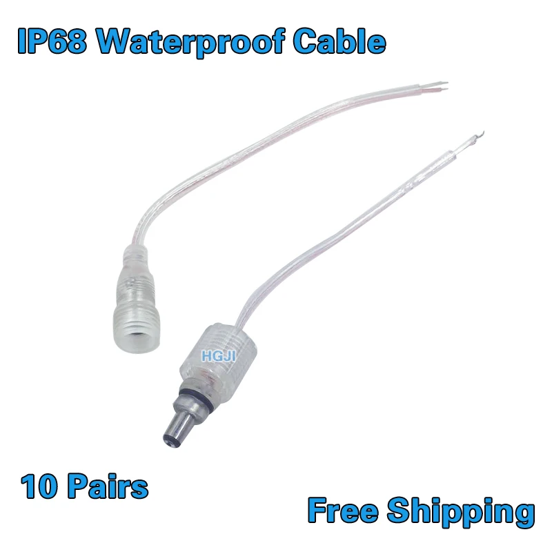 10 пар Бесплатная доставка DC 5 5x2 1 мм IP68 непроницаемый conector 2 pin Кабели клеммы для